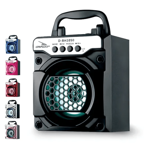 Caixa de Som Bluetooth Portátil com USB/SD GRASEP - D-BH1050