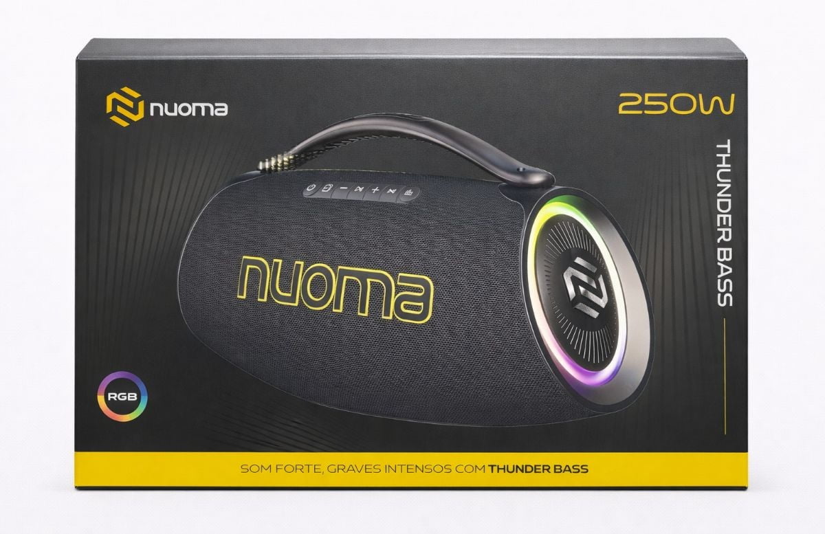 Caixa de Som Bluetooth Premium Nuoma NM-AIP603 Boombox 250W RMS