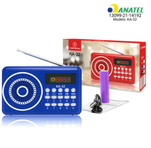 Caixa de som Bluetooth Rádio Portátil FM com Display - KA-32