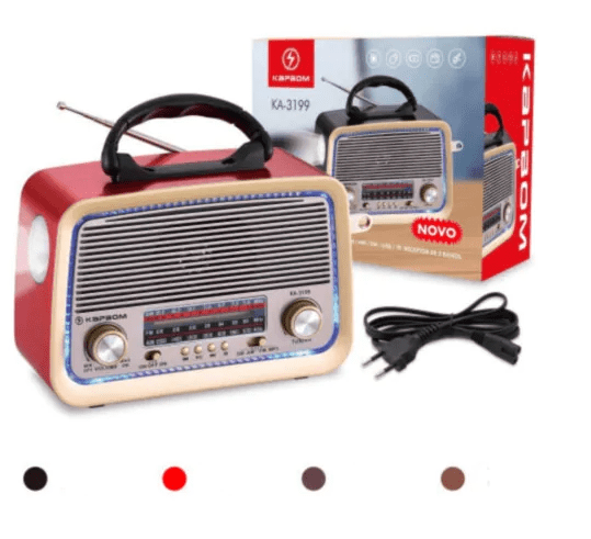 Caixa de Som Bluetooth Rádio Retrô FM/AM/USB - KA-3199