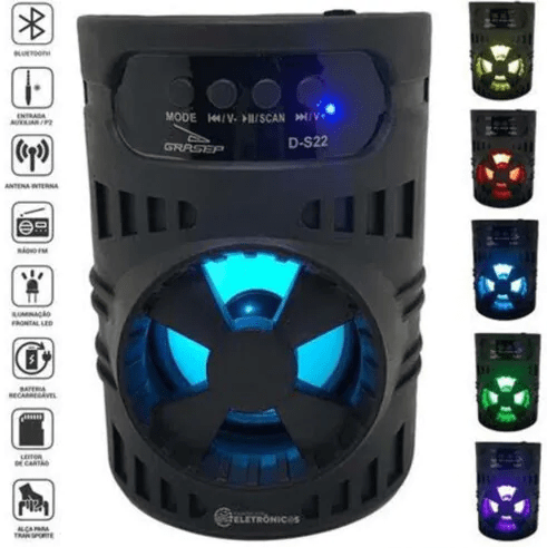 Caixa de Som Bluetooth Usb Portátil 12x12x16cm Grasep - D-S22