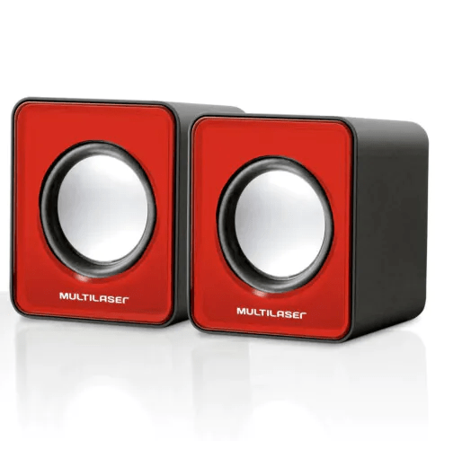 Caixa de Som Multilaser Mini 2.0 3W Usb para Computador e Notebook - Vermelho - SP197