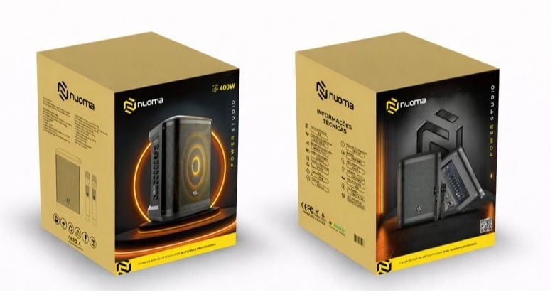 Caixa de Som Nuoma NM-ZY801 400W Bluetooth com 2 Microfones