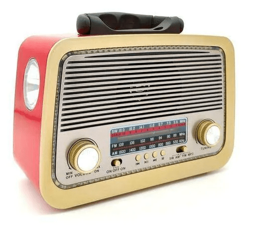 Caixa De Som Retro Vintage Portátil Rádio FM/AM Cartão SD / Usb / Aux P2 com Lanterna Altomex - A-3199
