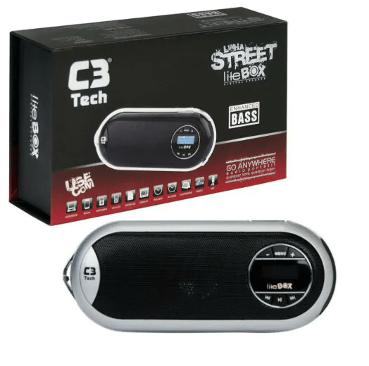 Caixa de Som Speaker 2.0 Portátil Com LCD/FM/MSD/BAT C3tech - ST-180 PRATA