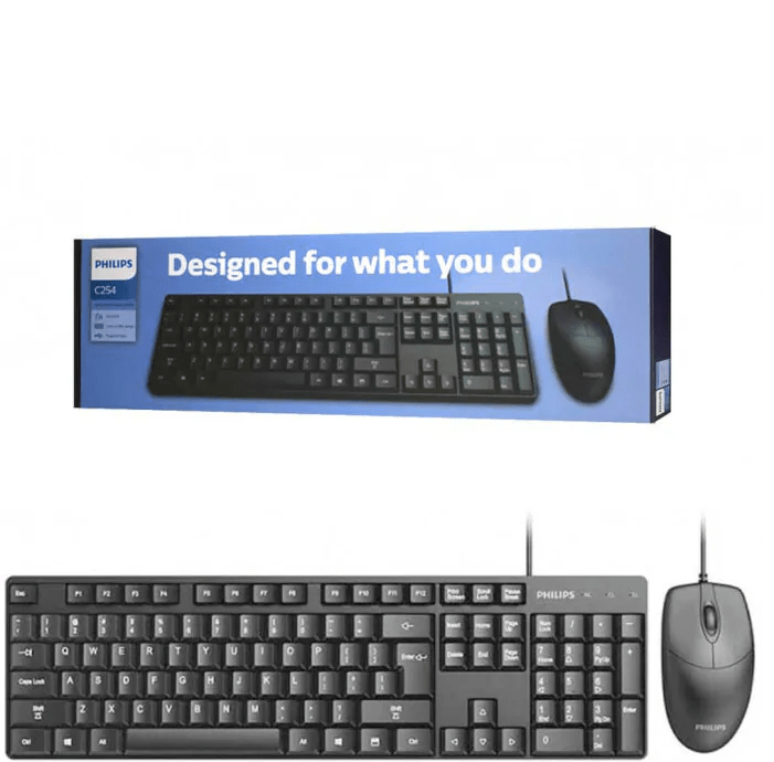 Kit Teclado e Mouse com Fio USB Philips SPT6254B – Preto