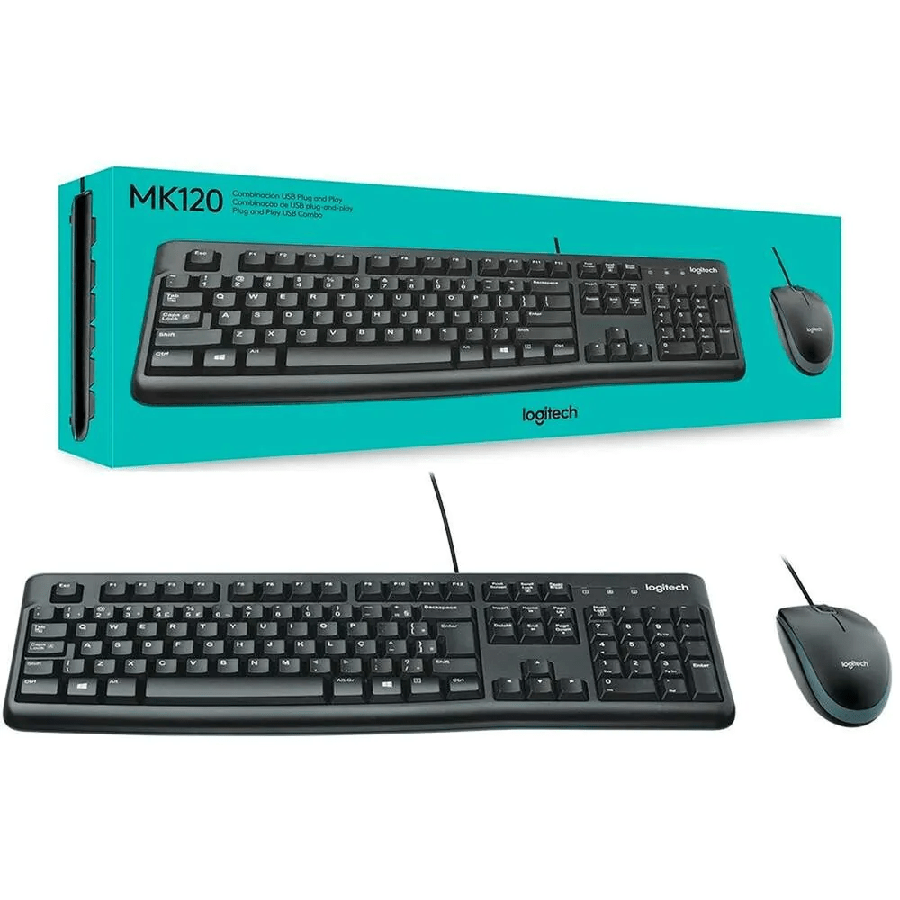 Kit Teclado e Mouse Logitech USB ABNT2 MK120