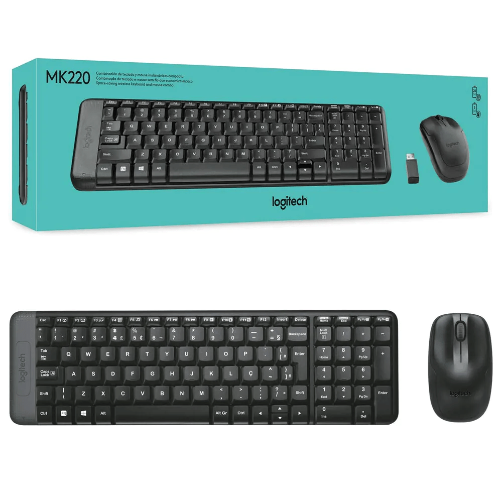 Kit Teclado e Mouse Sem Fio Logitech MK220