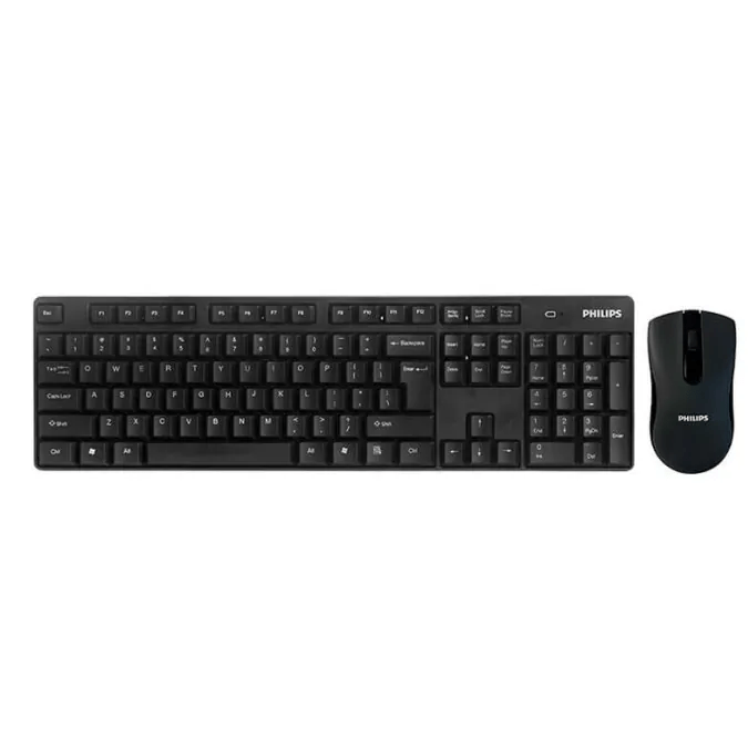 Kit Teclado e Mouse Ergonômico Sem Fio Philips SPT6501B com Conexão 2.4GHz