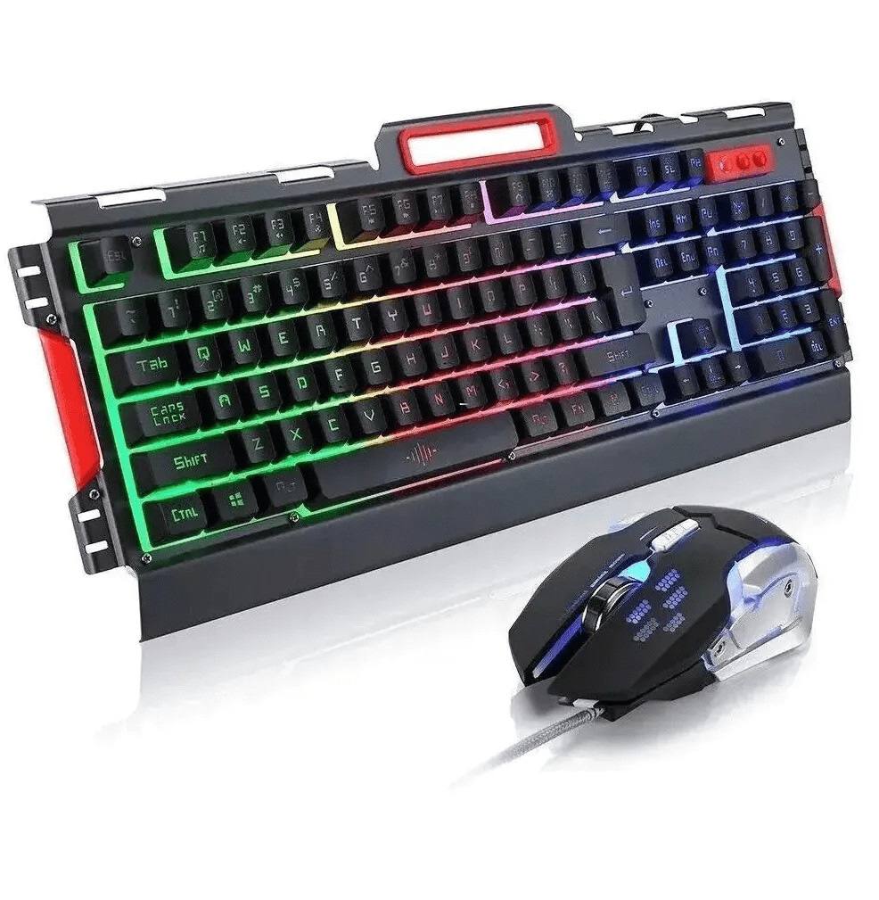 Kit Teclado e Mouse Gamer ABNT2 Semi Mecânico LED RGB Metal Exbom BK-G3000