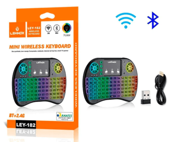  Mini Teclado Bluetooth + 2.4GHz Sem Fio RGB Lehmox LEY-182 | Compacto e Versátil
