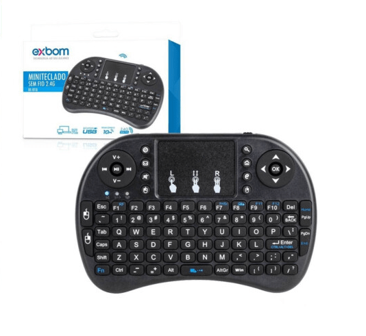 Mini Teclado Wireless Exbom BK-BTI8 com Touchpad e Bateria Recarregável