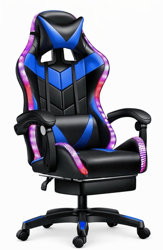 Cadeira Gamer RGB Profissional Delta CG-131 Reclinável Azul