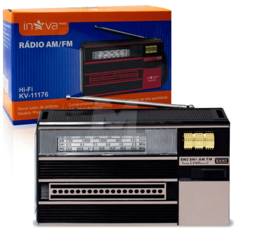 Rádio FM - AM Retrô com Lanterna INOVA - KV-11176