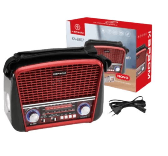 Rádio Retro AM/FM com Bluetooth e Lanterna Bivolt Manual Kapbom - KA-8807