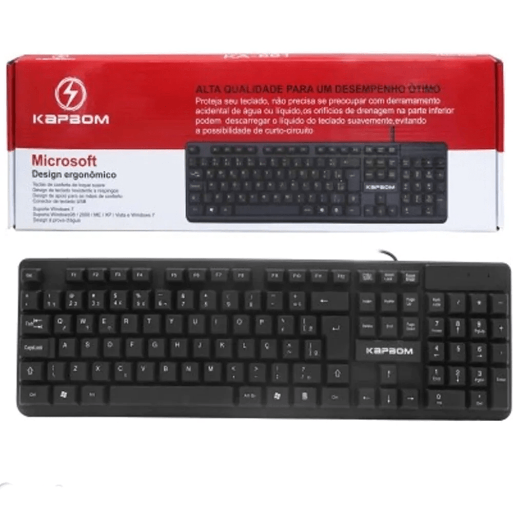 Teclado Básico Kapbom KA-691 com Fio USB Padrão ABNT2