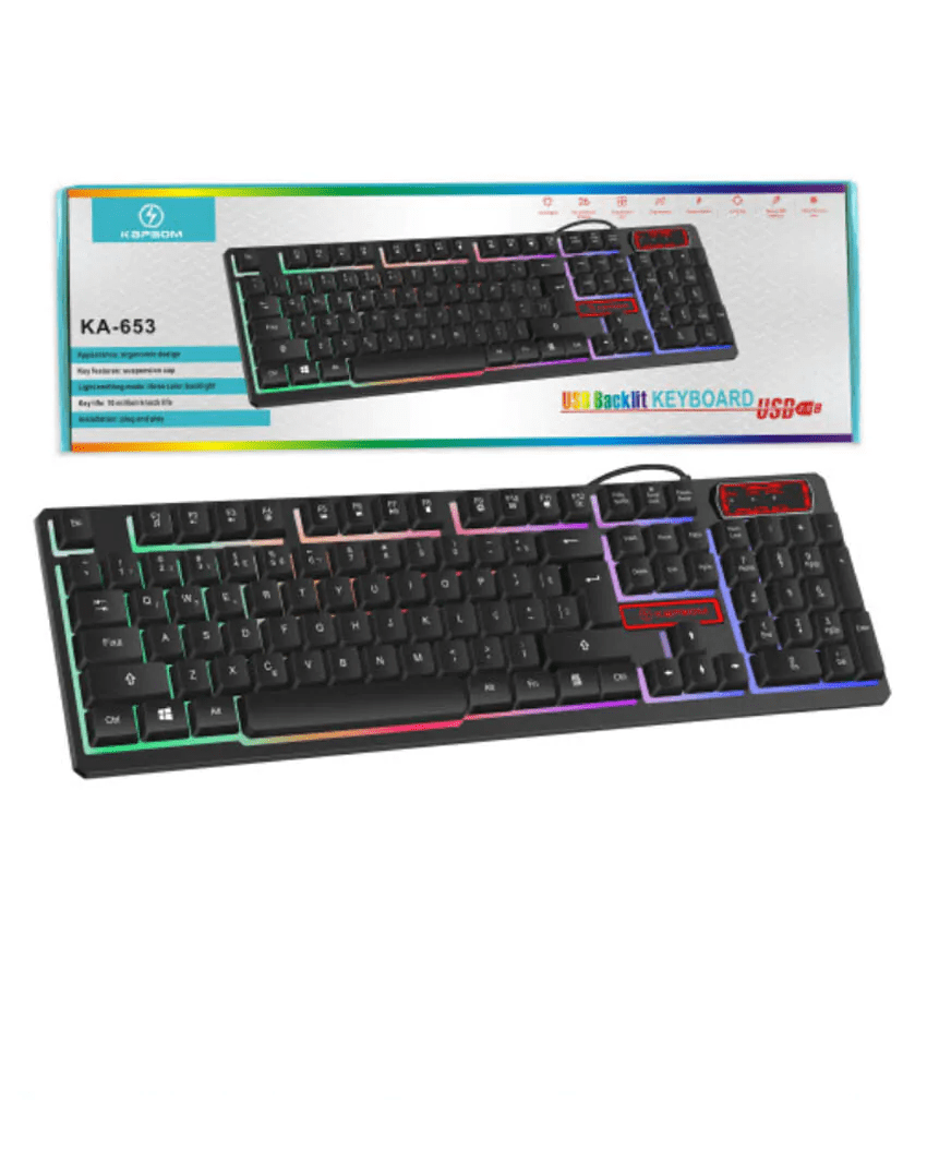 Teclado com Fio KA-653 Iluminado LED RGB com Layout ABNT2