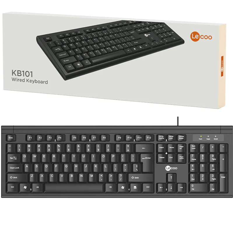 Teclado com Fio USB Membrana Padrão ABNT2 Lecoo KB101