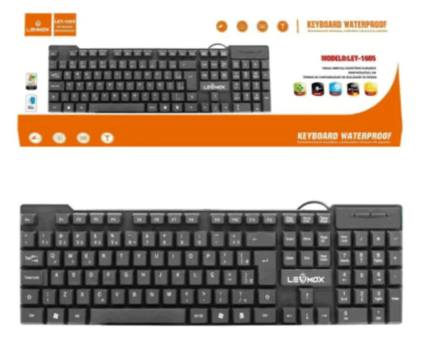 Teclado com Fio USB Lehmox LEY-1584 ABNT2. Conforto, durabilidade e teclas silenciosas. Ideal para escritório, home office e uso diário. Plug & Play.