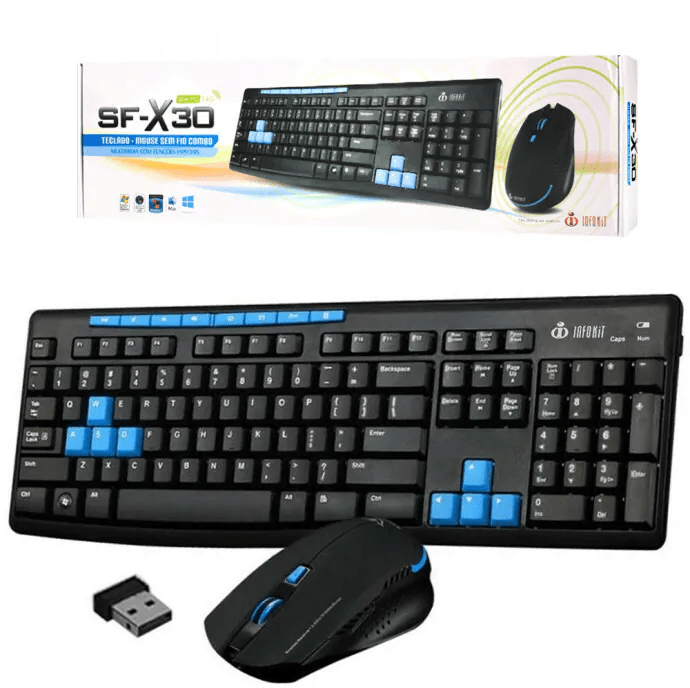 Teclado e Mouse Sem Fio 2.4GHz ABNT II Infokit SF-X30