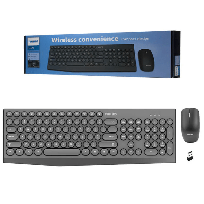 Teclado e Mouse Sem Fio Philips C323 USB – SPT6323B