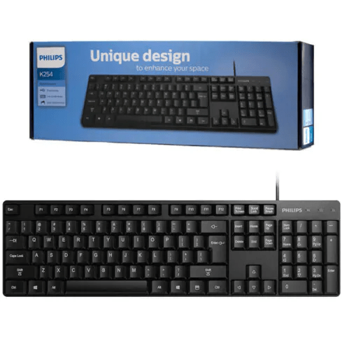 Teclado USB Ergonômico Philips SPK6254B – Conforto e Desempenho