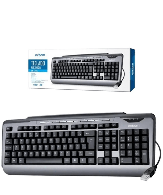 Teclado Multimídia Exbom BK-170M ABNT2 com Conexão USB