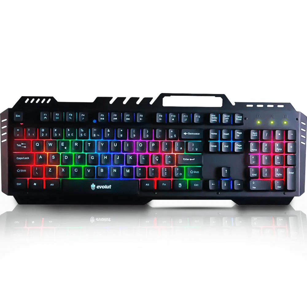 Teclado Gamer EVOLUT KAOS EG210 com LED RGB e USB ABNT2