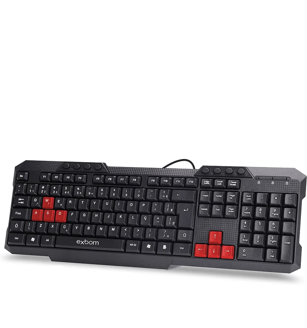 Teclado Gamer Exbom BK-144M USB ABNT2 com Tecla Vermelha