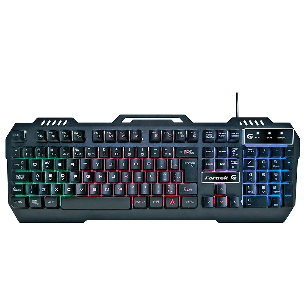 Teclado Gamer Fortrek Crusader LED Rainbow USB ABNT2 Preto