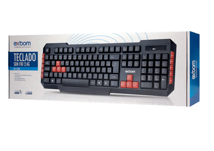 Teclado Gamer Sem Fio Wireless Exbom BK-S380 Padrão ABNT2