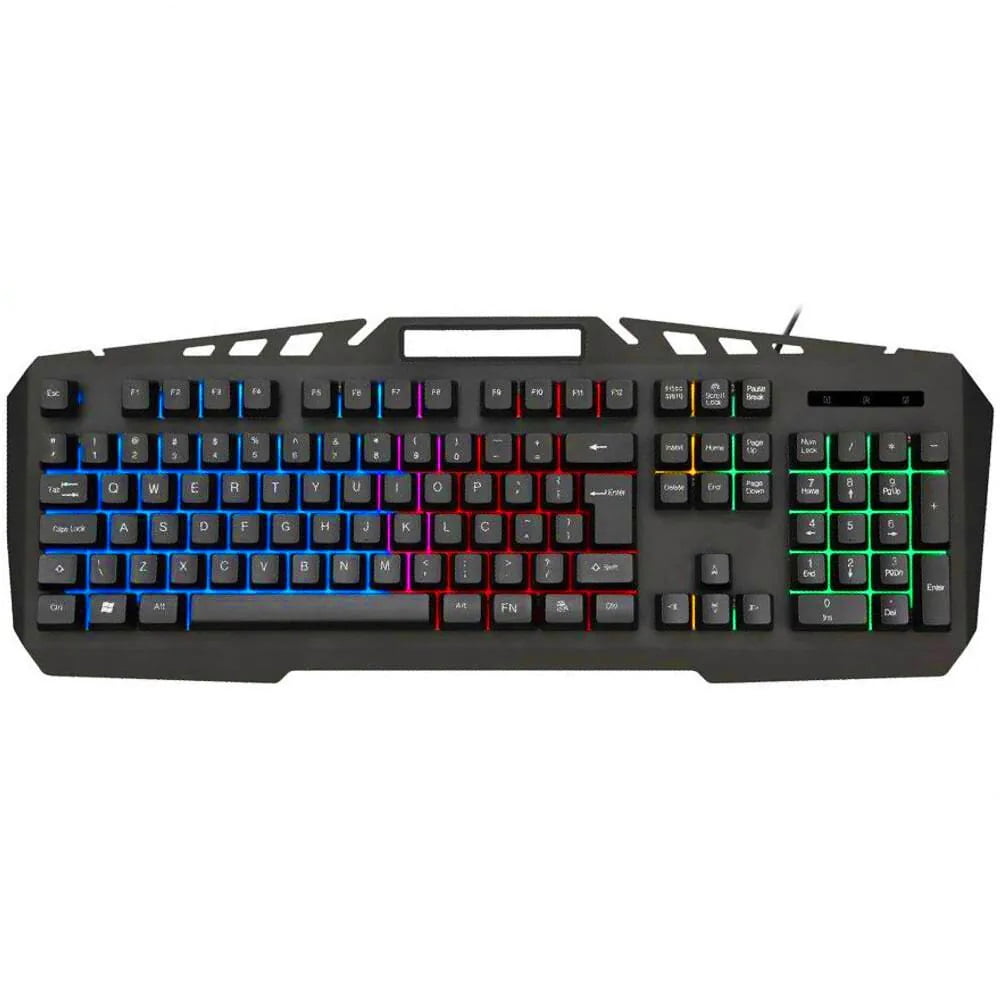 Teclado Gamer Semi-Mecânico K-Mex Spartacus KB-A328 Metal LED RGB ABNT2