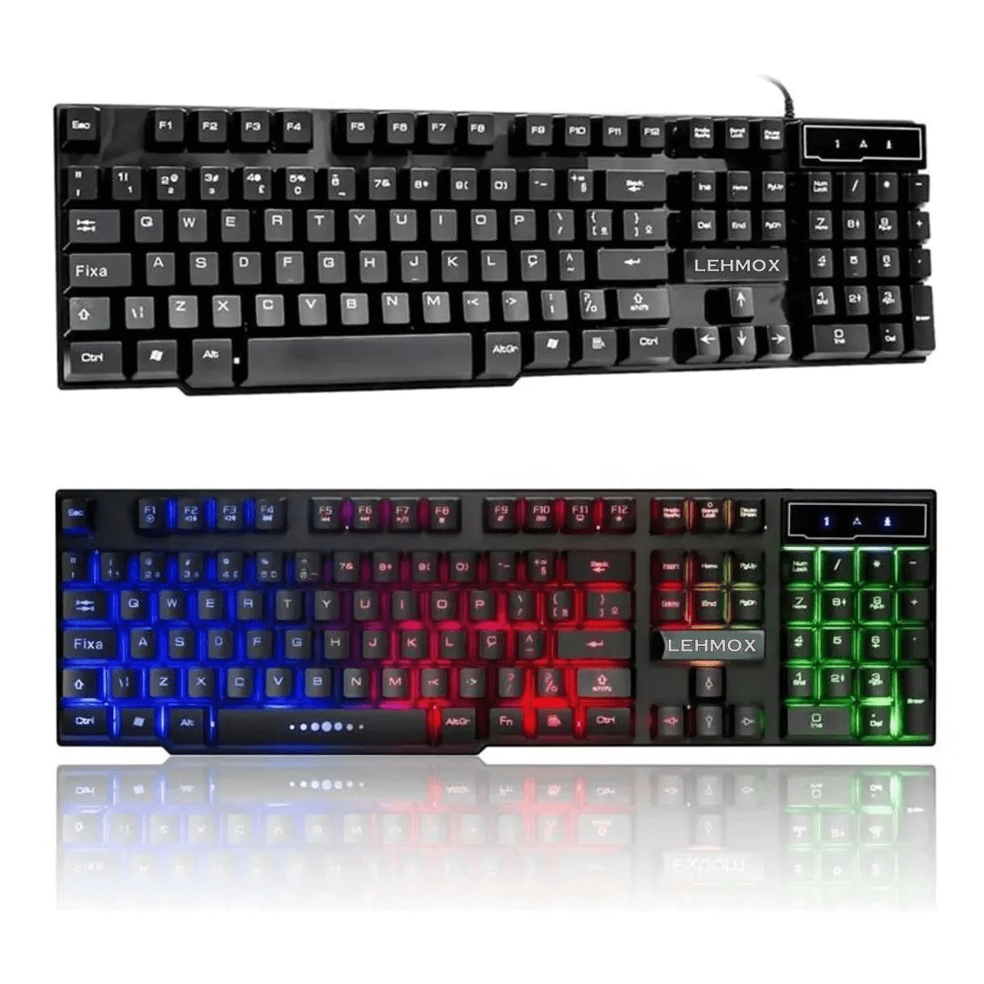 Teclado Gamer Semi Mecânico USB com LED RGB Lehmox LEY-82