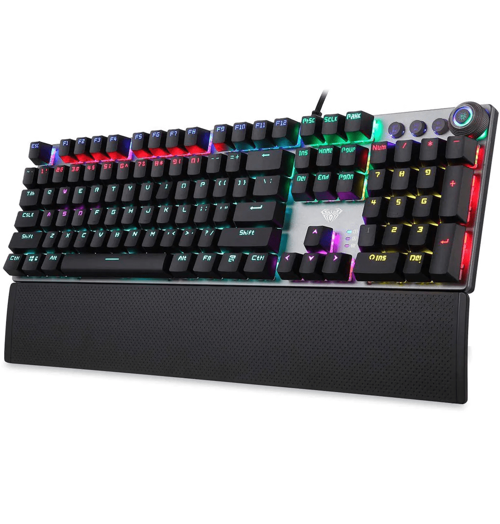 Teclado Mecânico Gamer USB Metal LED RGB F2058