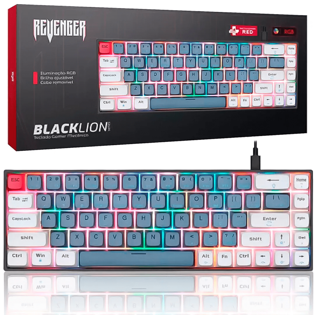 Teclado Mecânico Gamer REVENGER TE-BKL003 com Switch Outemu Red