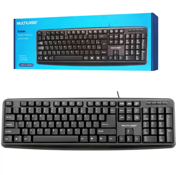 Teclado Multilaser Slim USB TC065 ABNT2 Preto | Design Elegante e Funcionalidade para o Dia a Dia