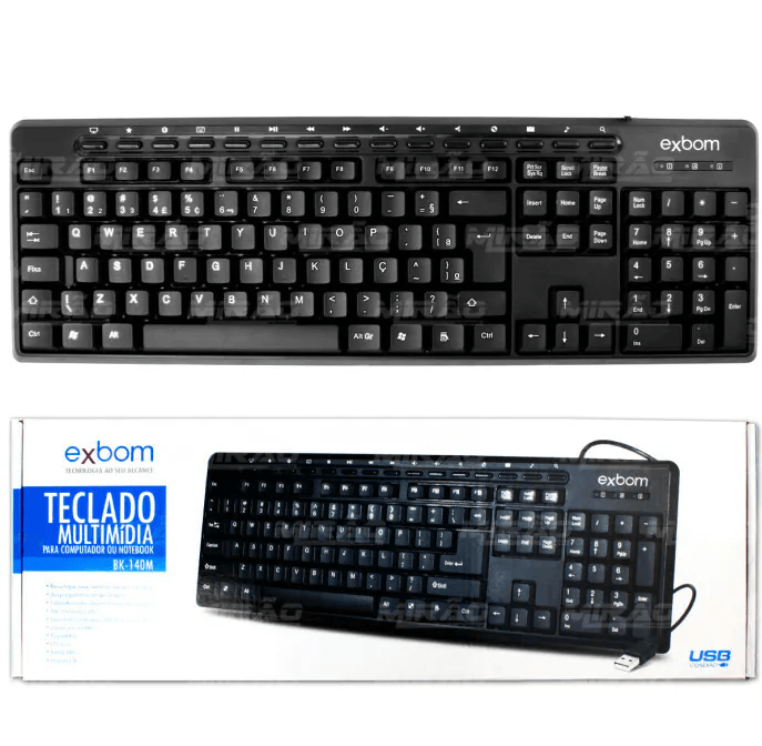 Teclado Multimídia Exbom BK-140M USB ABNT2 | Prático, Confortável e com Teclas de Atalho