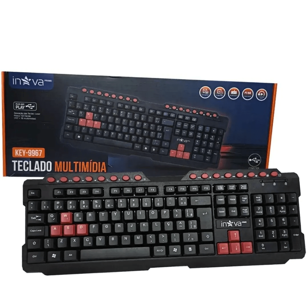 Teclado Multimídia USB Inova KEY-9967 Padrão ABNT2