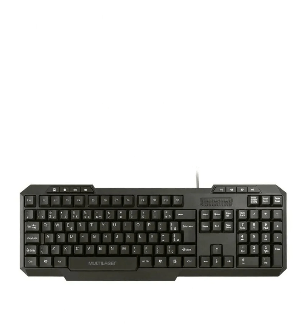 Teclado Multimídia Multilaser USB Preto - TC206