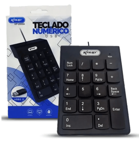  Teclado Numérico USB Knup 18 Teclas Preto KP-2003A | Prático e Compacto