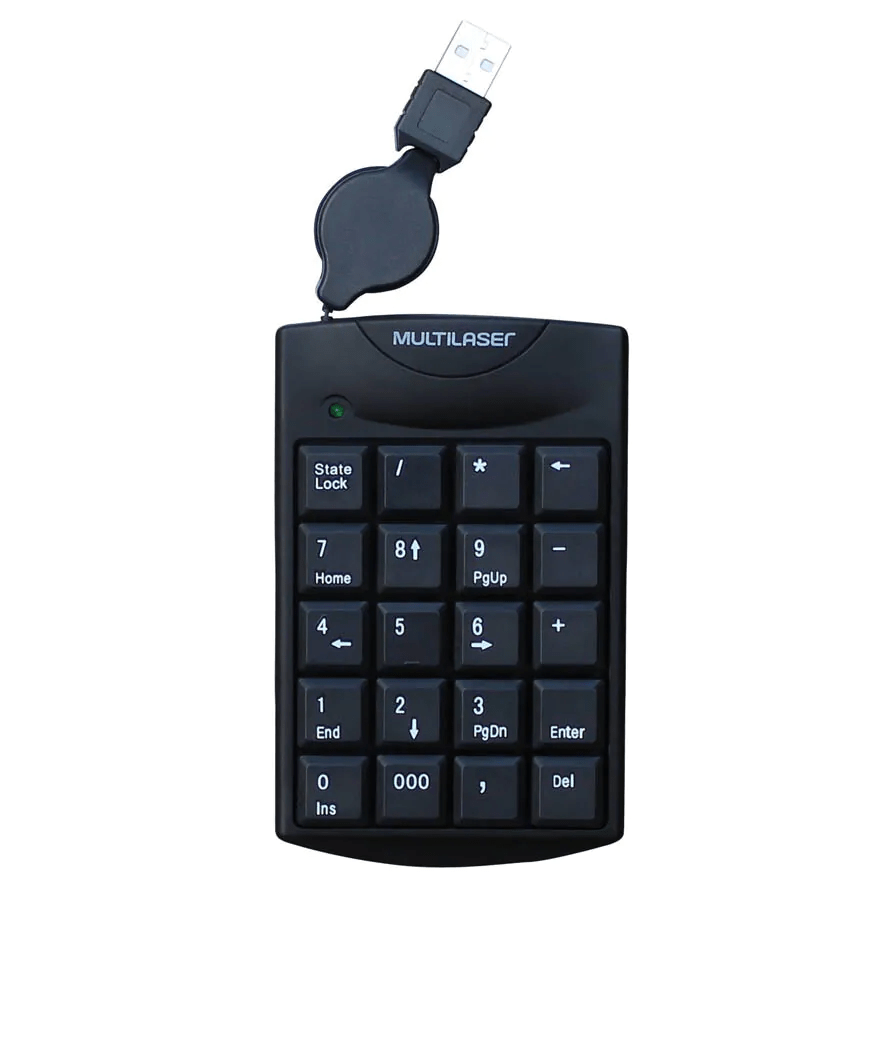 Teclado Numérico Multilaser TC230 USB com Fio Retrátil | 20 Teclas | Queima de Estoque Direto da Distribuidora