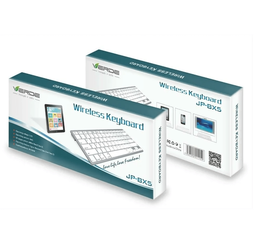 Teclado Slim Bluetooth JP-BX5 Ultra Fino sem Fio Verde