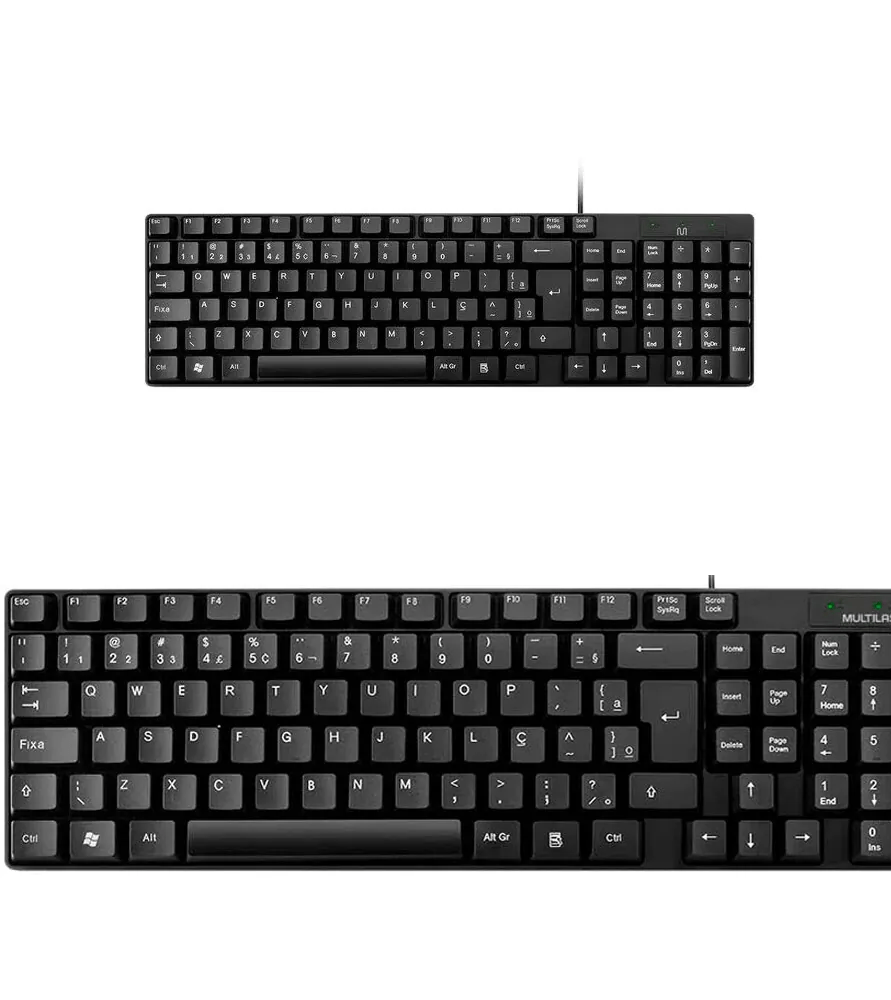 Teclado USB Compacto Multilaser TC193 ABNT2 Preto com Fio 1.2m