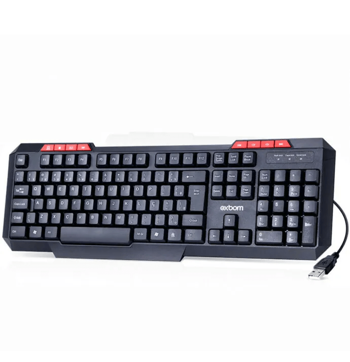 Teclado Multimídia Exbom BK-G136 USB Padrão Brasileiro ABNT2 – Teclas de Atalho para PC e Notebook