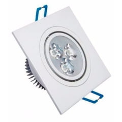 Luminárias de Teto Spot Super LED 12W Branco Frio Redonda Direcionável com moldura Quadrado Direcionável Sanca, Gesso Teto