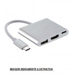 caixa master 60 unidades Adaptador tipo-c 3X1 usb-c / Hdmi / USB 3.0 Exbom U3V-A3N1 