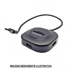 caixa master 60 unidades  HUB USB 5 em 1 UH-R23 Exbom com 3 Portas USB 2.0 + 1 Leitor de Cartão microSD + 1 SD 