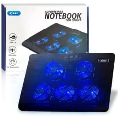 Base para Notebook com 5 Cooler Fan Led Azul Knup - KP-SP223