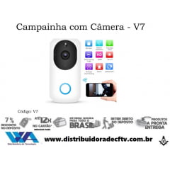 Câmera Campainha Vídeo Porteiro IP WiFi V7 com Visão Noturna e Áudio Bidirecional