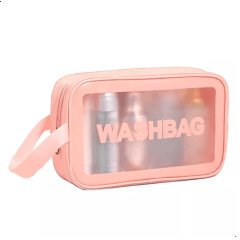 Necessaire Transparente Média Organizador De Viagem Bolsa Cor Rosa Washbag